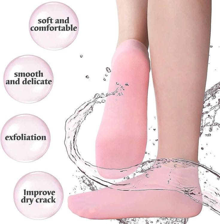 Silicone Moisturizing Heel Socks – Reusable Cracked Heel Care Socks thumbnail 1