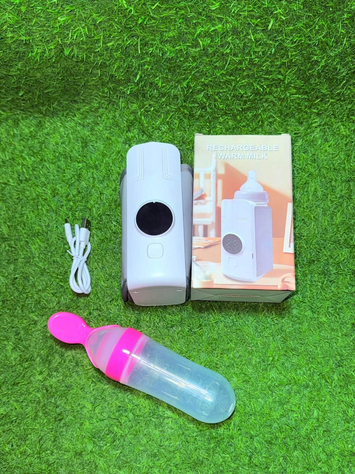 Smart Portable Rechargeable Baby Milk Warmer with Free Silicone Squeeze Feeding Spoon Bottle thumbnail 2