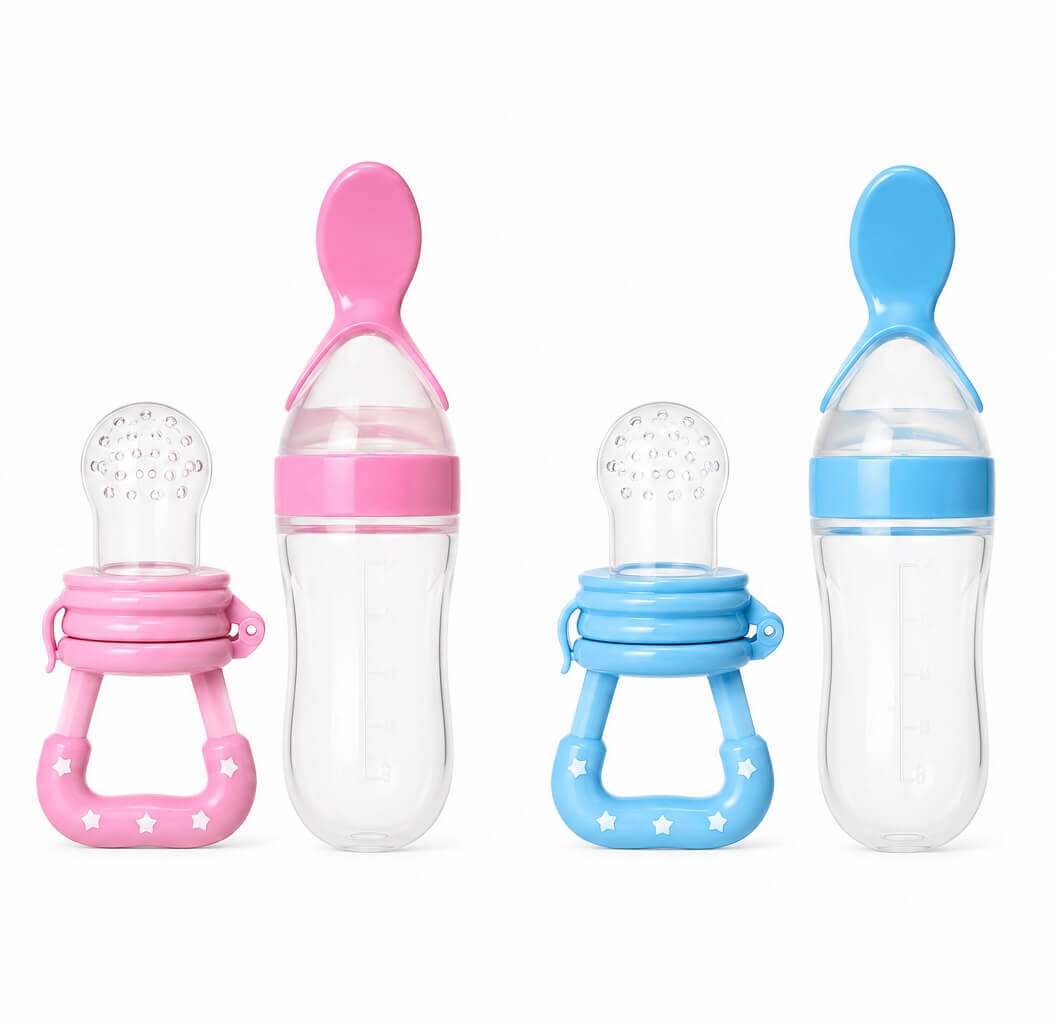Baby Fruit Feeder Pacifier with Silicone Spoon Bottle Set thumbnail 1